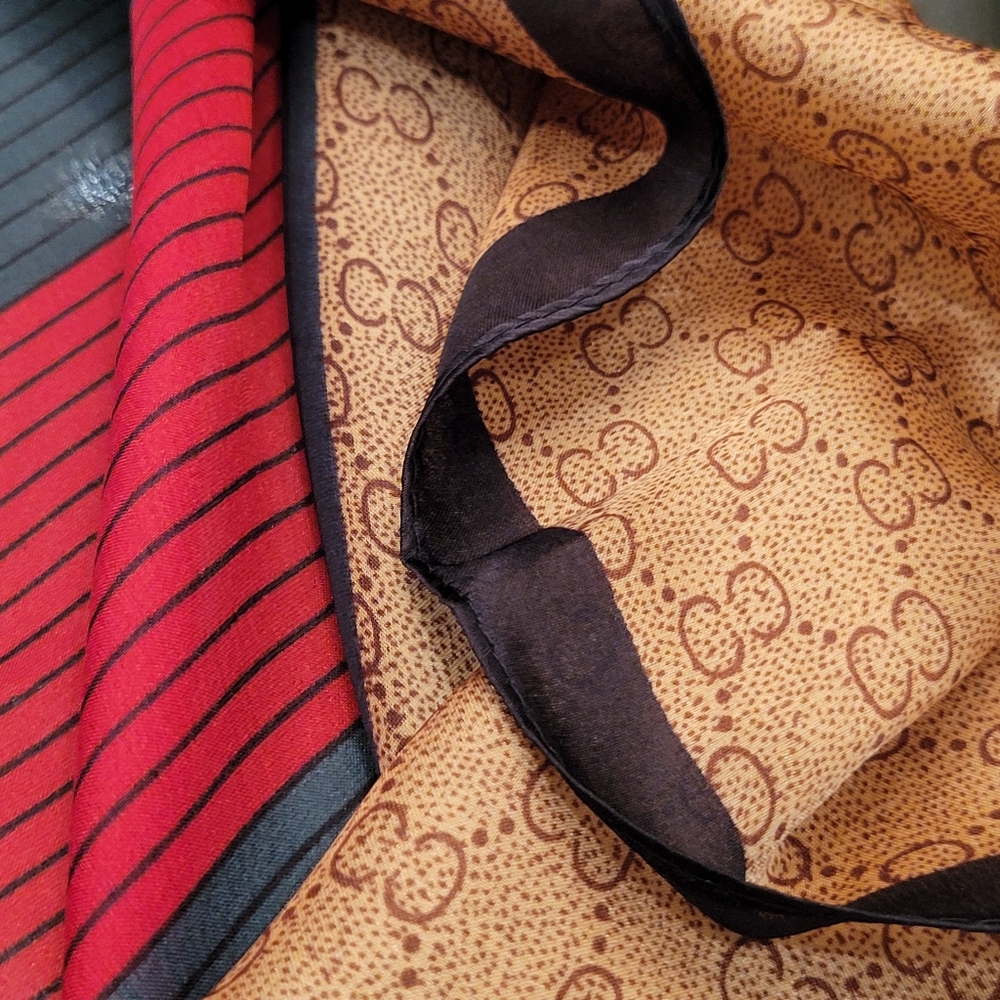 SCARF/Ladies Silk Scarf /Hijab Monogram Style| Head Wrap/ Beach Cover Up NWOT - Picture 10 of 10